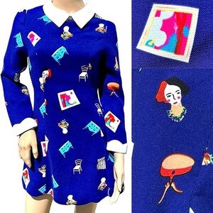 - Elf Sack Rad Print Collared Dress SZ S! EUC!